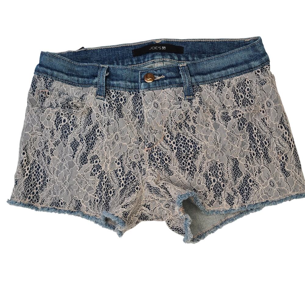Joe's Jeans Lace Overlay Cut Off Blue Denim Shorts Size 26